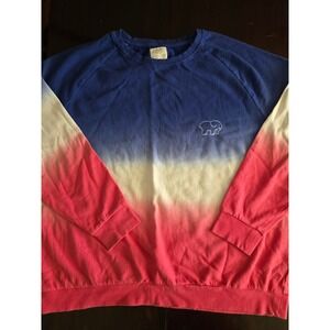 Ivory Ella Blue White Pink Ombre Elephant Logo Raglan Sweatshirt Large